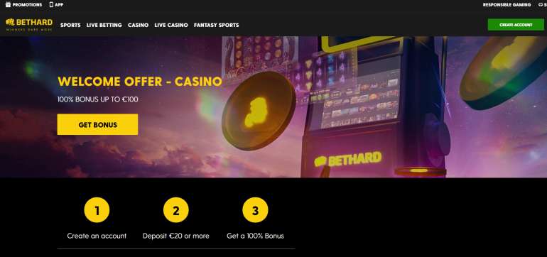 100% Match Bonus up to €100 in Bethard Casino