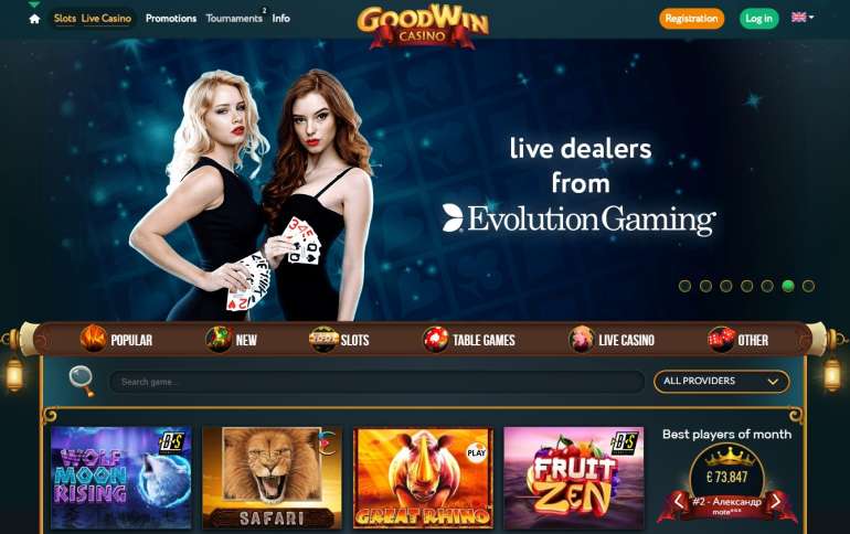 100% up to 3500 Euro + 200 free spins at Goodwin